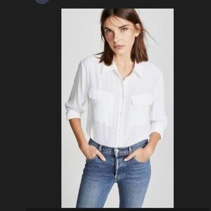 Equipment slim signature blouse, white, size M new with tags